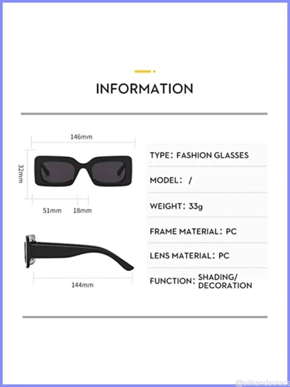 Retro Rectangle Sunglasses Square Frame Y2K Eyewear Full Frame UV Protection